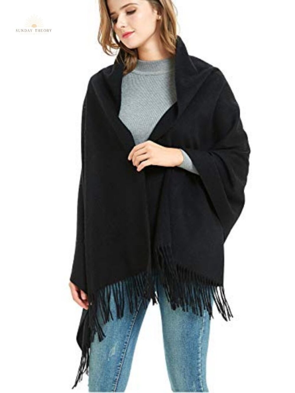 Novawo Wool Pashmina Wrap Shawl Thick Winter Travel Blanket Scarf Women